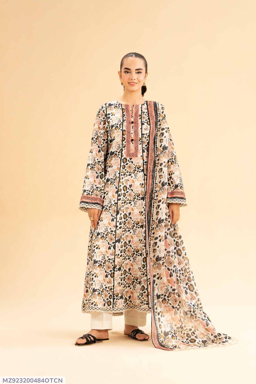 3 Pcs Women's Unstitched Embroidered Suit