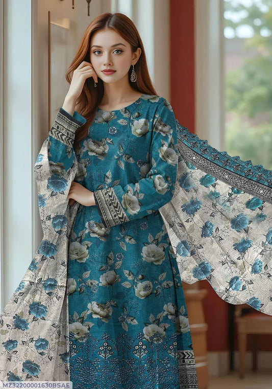 3 Pcs Women's Unstitched Embroidered Suit
