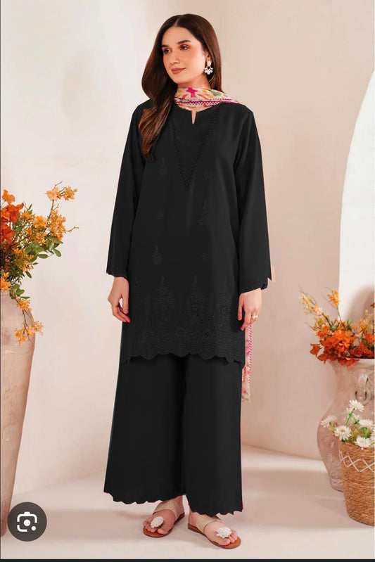3 Pcs Women's Unstitched Embroidered Suit